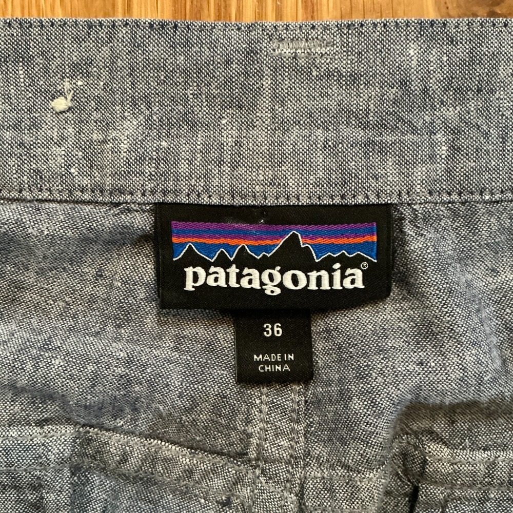 Patagonia Hemp Organic Cotton Shorts Mens 36 Gray Chambray 9"‎ Inseam - Picture 5 of 10